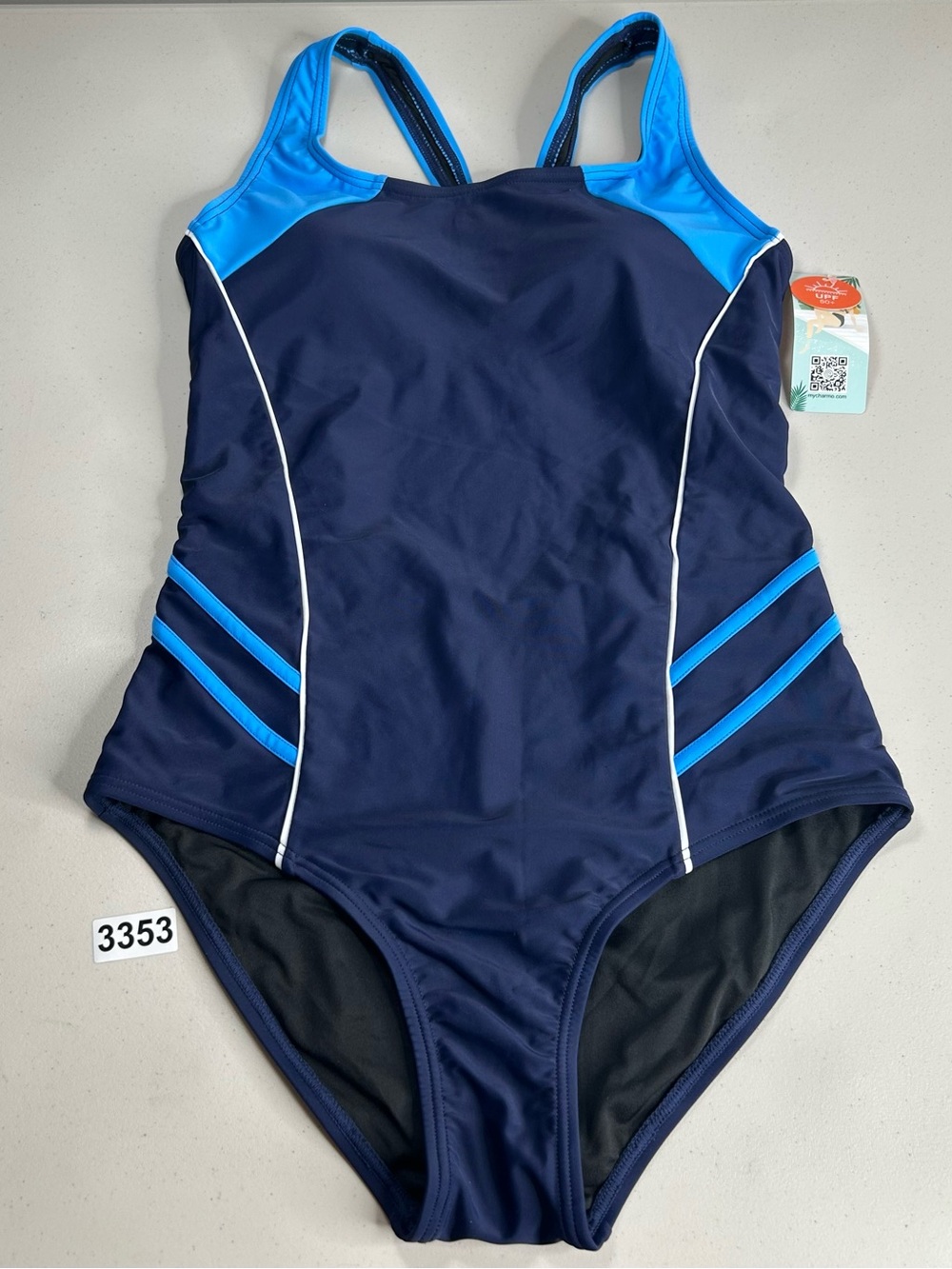 Charmo One Piece Swimsuit Navy Blue Medium New